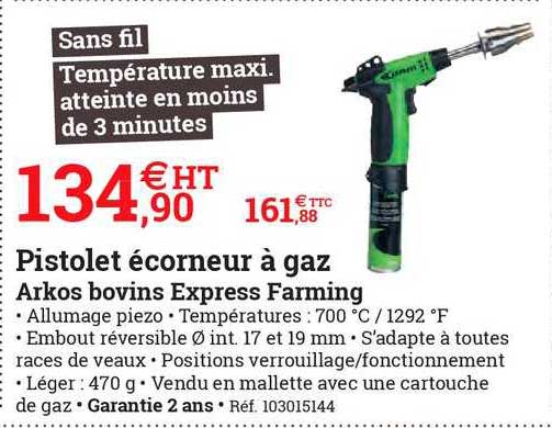 pistolet écorneur à gaz arkos bovins express farming