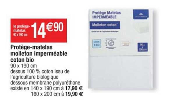 protège-matelas molleton imperméable coton bio