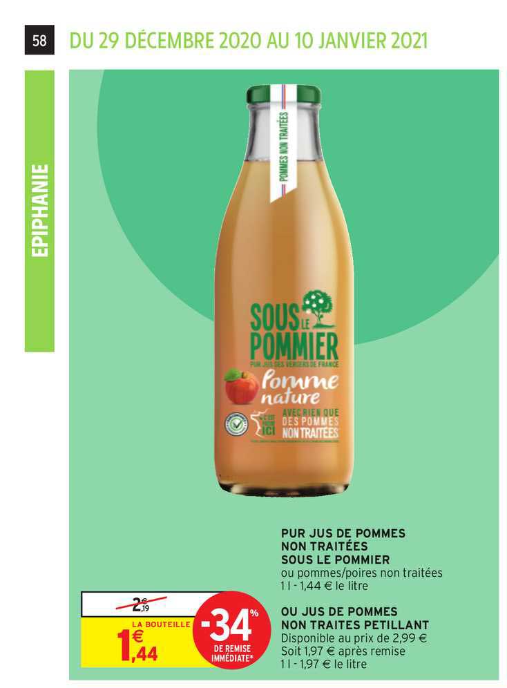 pur jus de pommes non traitées sous le pommier ou jus de pommes non traités petillant -34% de remise immédiate