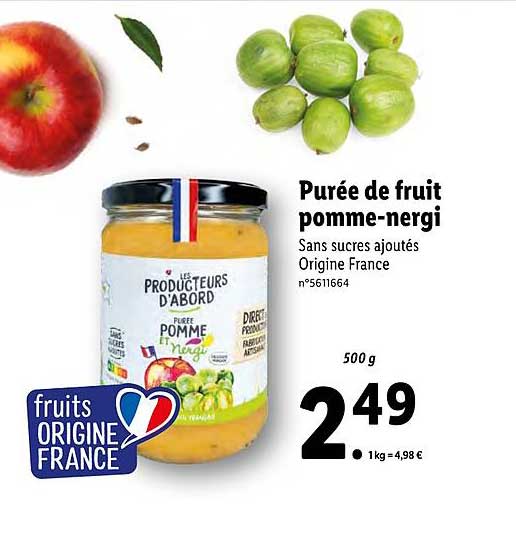 purée de fruit pomme-nergi les producteurs d'abord