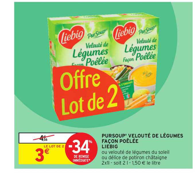 pursoup' velouté de légumes façon poêlée liebig -34% de remise immédiate