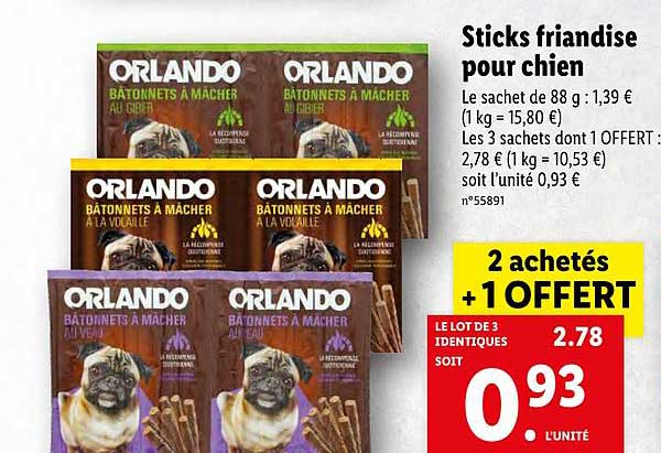 sticks friandise pour chien orlando