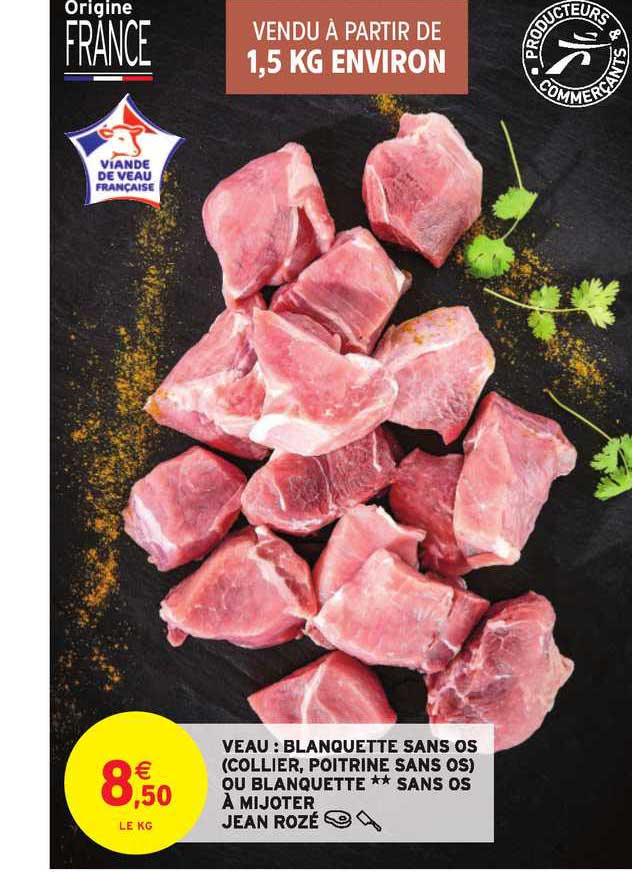 veau blanquette sans os (collier poitrine sans os) ou blanquette sans os à mijoter jean rozé