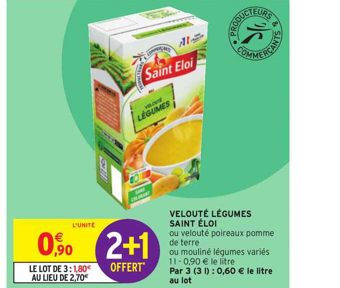 velouté légumes saint éloi 2+1 offert