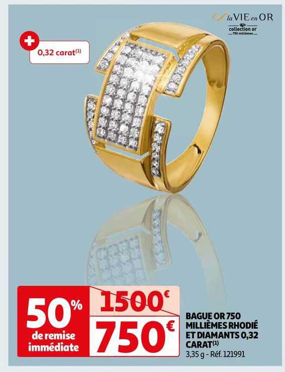 bague or 750 millièmes rhodié et diamants 0,32 carat la vie en or