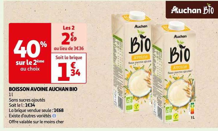 Boisson Avoine Auchan Bio