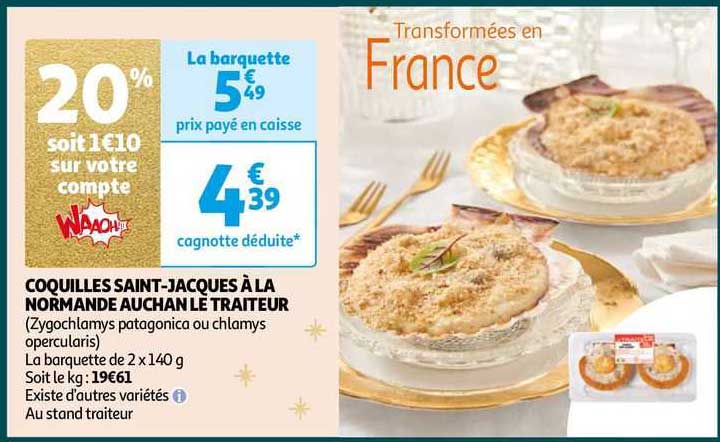 coquilles saint-jacques à la normande auchan le traiteur