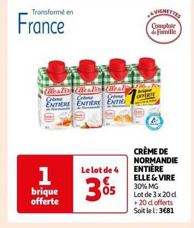 Crème De Normandie Entière Elle & Vire