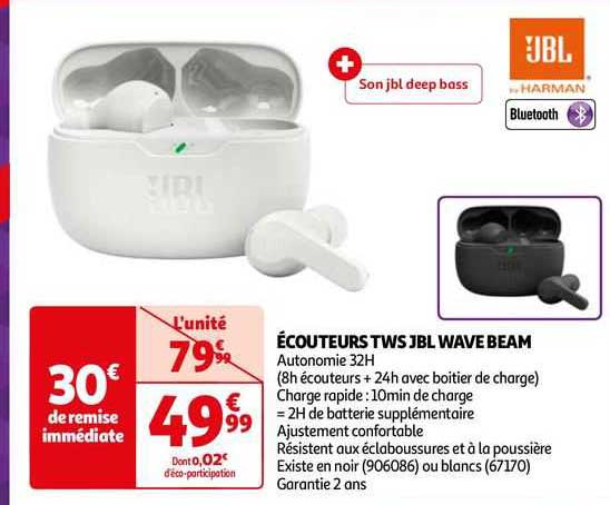 écouteurs tws jbl wave beam