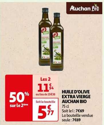 huile d'olive extra vierge auchan bio