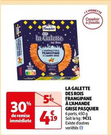 la galette des rois frangipane à l'amande grise pasquier