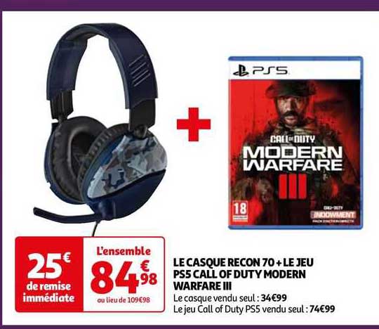 le casque recon 70 + le jeu ps5 call of duty modern warfare III