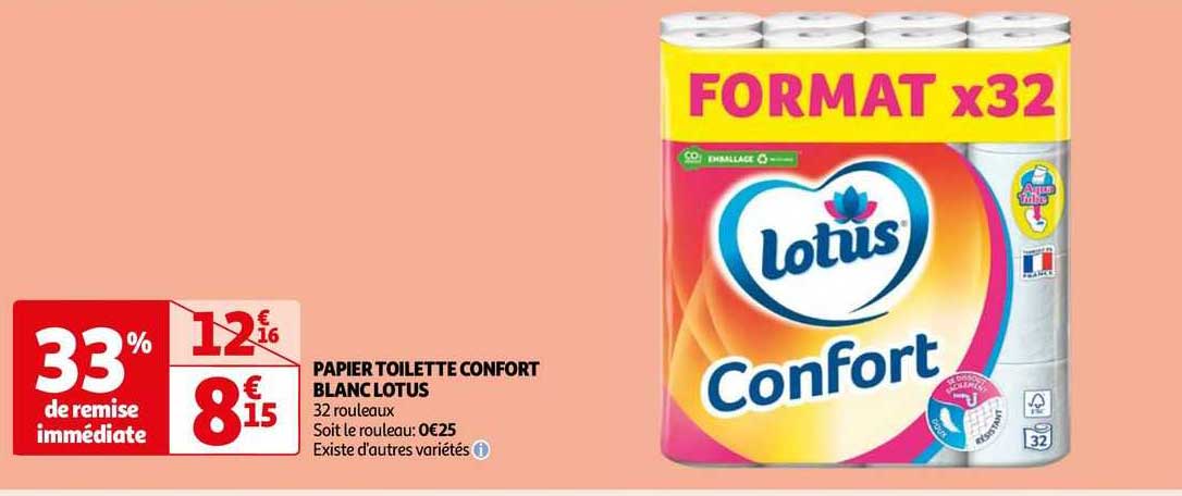 Papier Toilette Confort Blanc Lotus