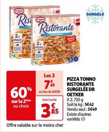 pizza tonno ristorante surgelée dr oetker