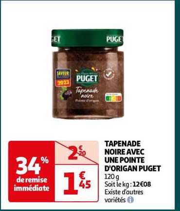 tapenade noire avec une pointe d'origan puget