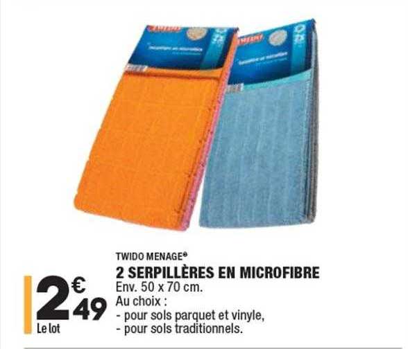 2 serpillères en microfibre twido ménage