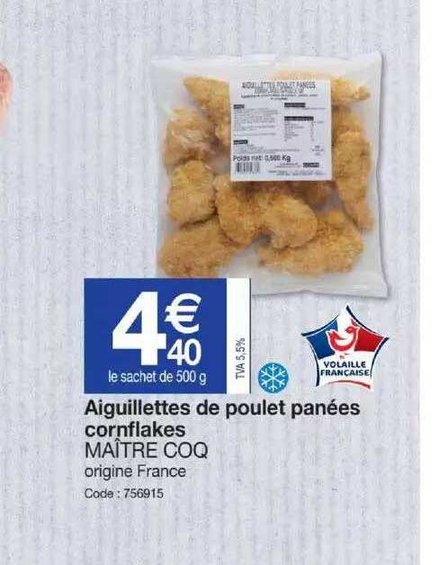 aiguillettes de poulet panées cornflakes maître coq
