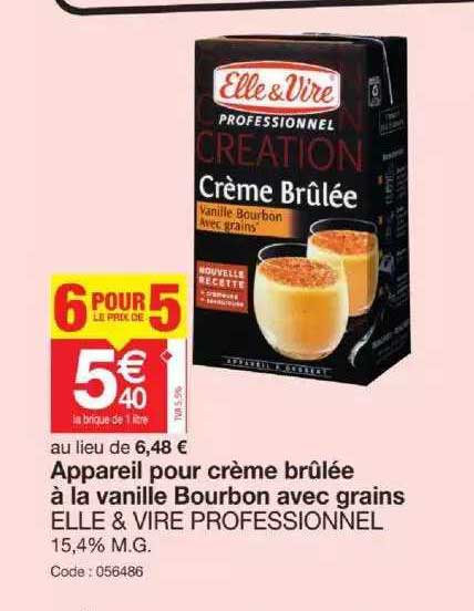 appareil pour crème brûlée à la vanille bourbon avec grains elle & vire professionnel