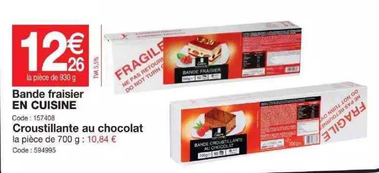 bande fraisier en cuisine, croustillante au chocolat