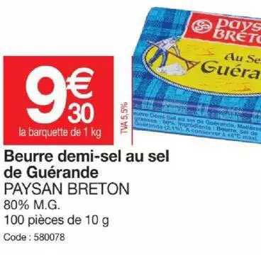 beurre demi-sel au sel de guérande paysan breton