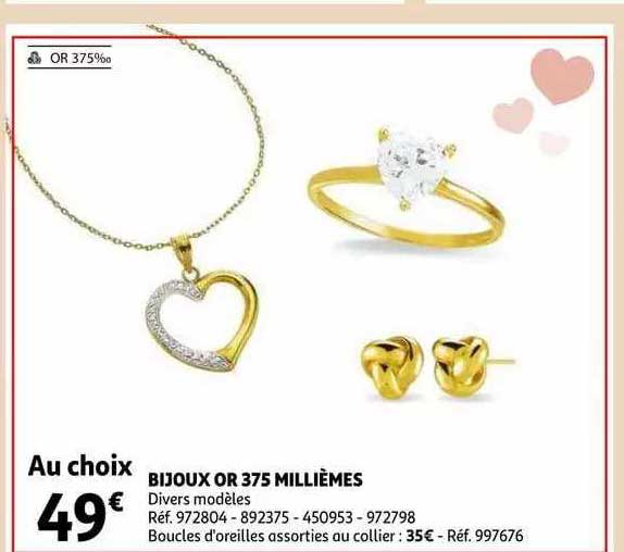 bijoux or 375 millièmes