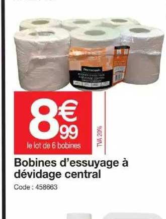 bobines d'essuyage à dévidage central