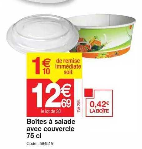 Boîtes à Salade Avec Couvercle 75 Cl