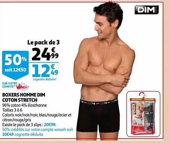 Boxers Homme Dim Coton Stretch