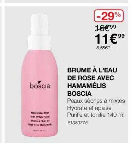 brume à l'eau de rose avec hamamélis boscia