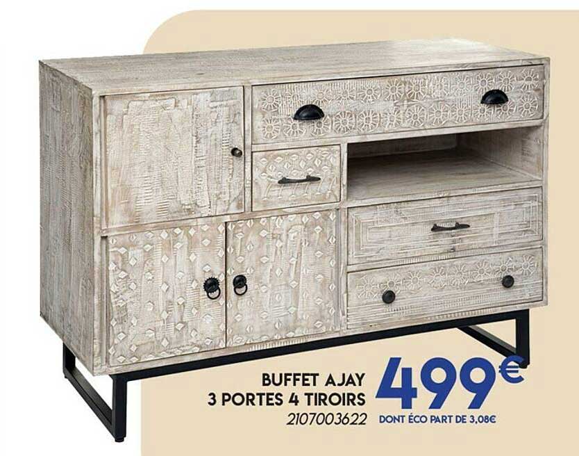 buffet ajay 3 portes 4 tiroirs