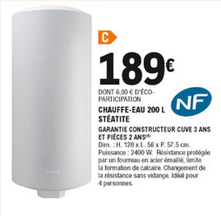 chauffe-eau 200 l stéatite