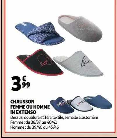 chausson femme ou homme in extenso