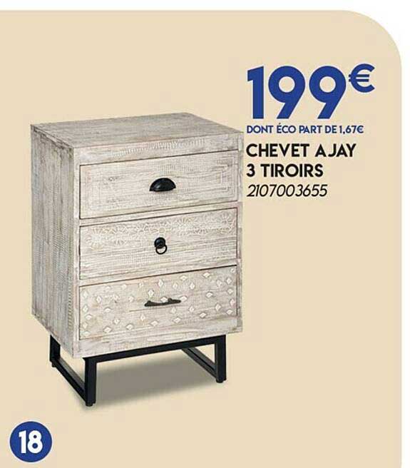 chevet ajay 3 tiroirs