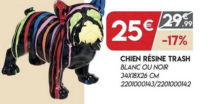 Chien Résine Trash Blanc Ou Noir