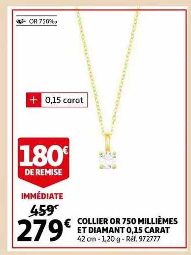collier or 750 millièmes et diamand 0,15 carat