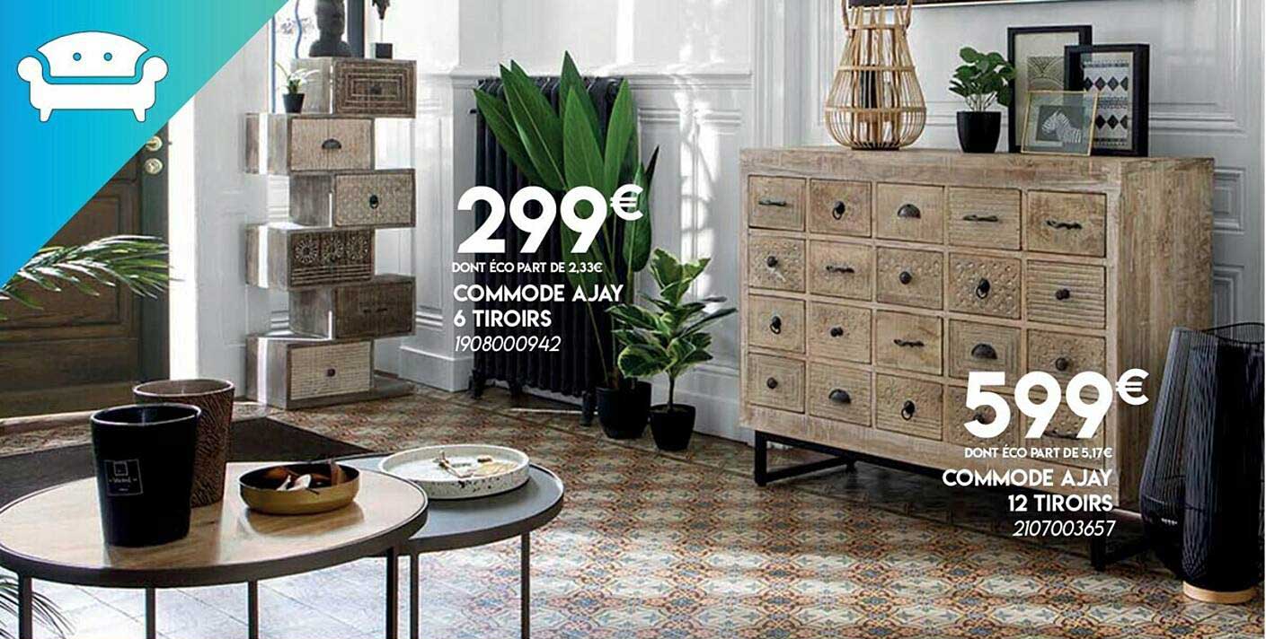 commode ajay 6 tiroirs, commode ajay 12 tiroirs