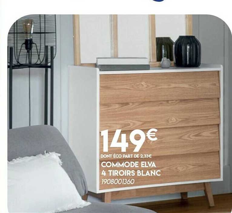 commode elva 4 tiroirs blanc