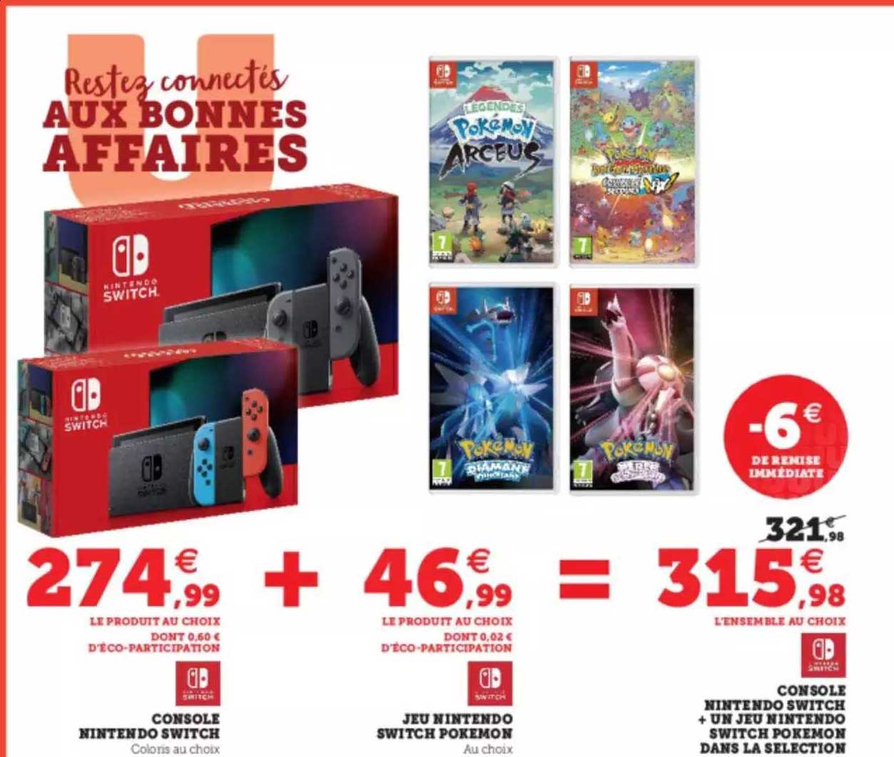 console nintendo switch, jeu nintendo switch pokémon, console nintendo switch + un jeu nintendo switch pokémon dans la sélection