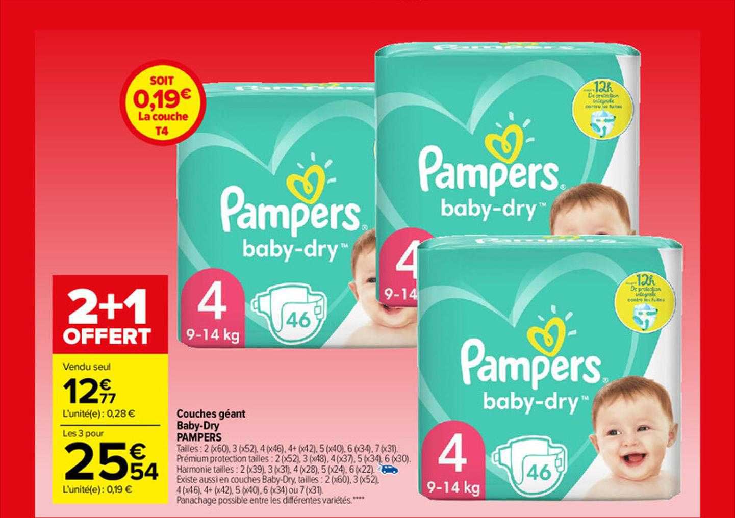 couches géant baby-dry pampers