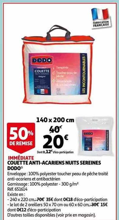 couette anti-acariens nuits sereines dodo