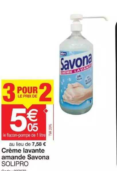 crème lavante amande savona solipro