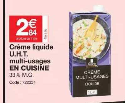 crème liquide u.h.t. multi-usages en cuisine