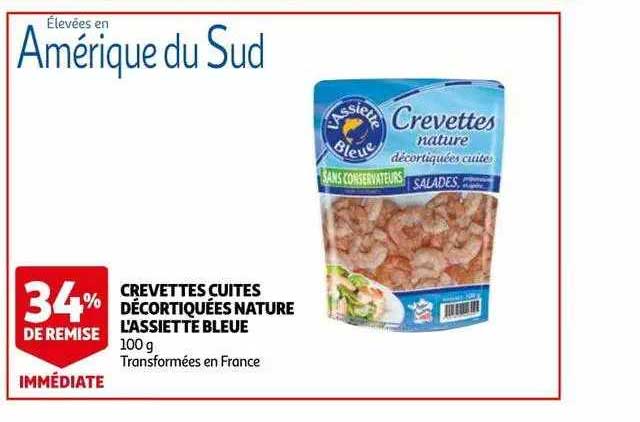 crevettes cuites décortiquées nature l'assiette bleue