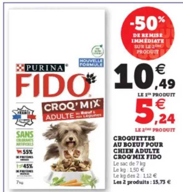 Croquettes Au Bœuf Pour Chien Adulte Croq'mix Fido