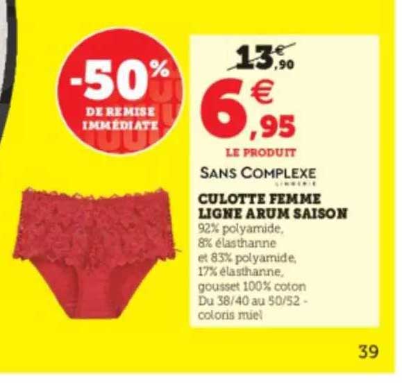 culotte femme ligne arum saison sans complexe