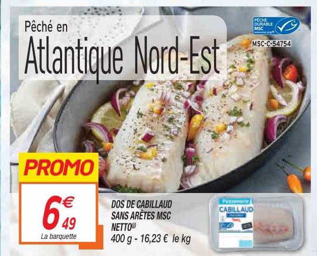 dos de cabillaud sans arêtes msc netto