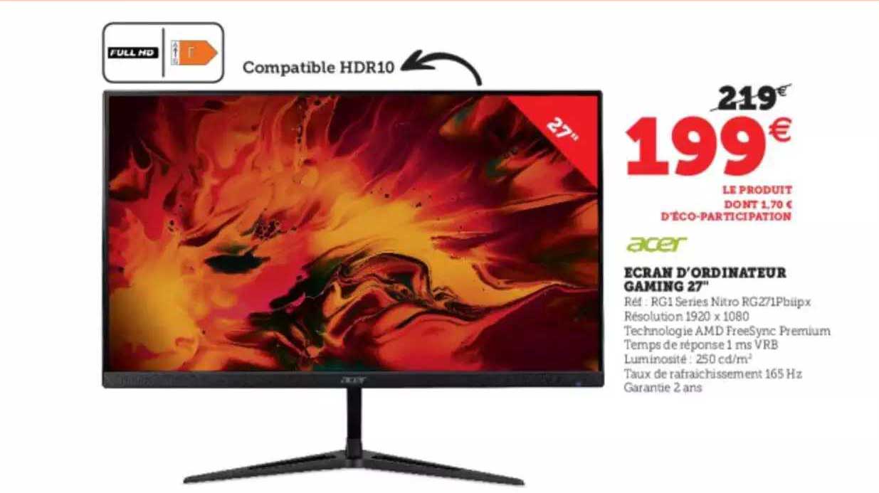 écran d'ordinateur gaming 27" acer