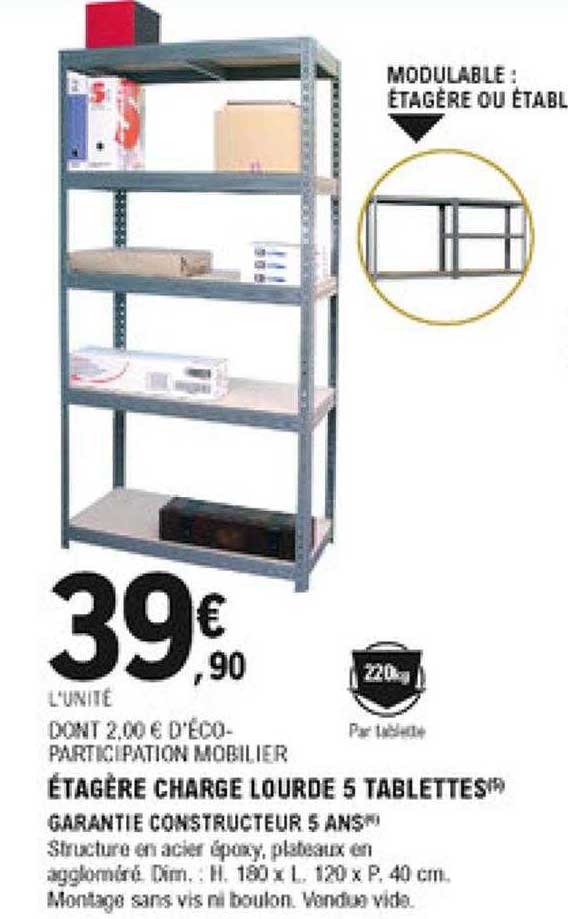 étagère charge lourde 5 tablettes