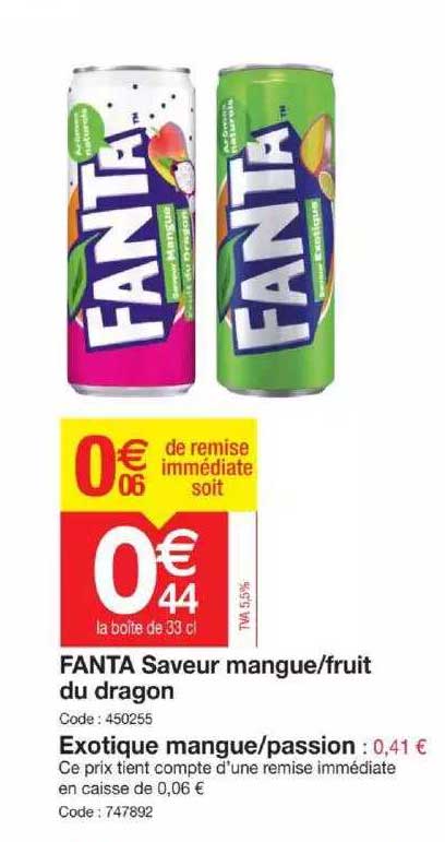 fanta saveur mangue-fruit du dragon