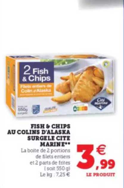 fish & chips au colins d'alaska surgelé cité marine